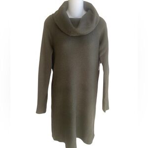 Retrod Olive Green Turtleneck Sweater Dress Long Sleeves Ribbed Ladies Medium